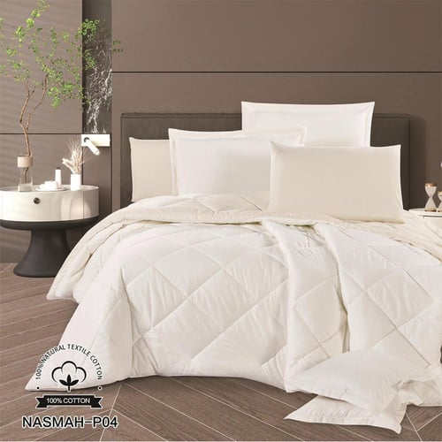 طقم لحاف فندقي قطن 100% مزدوج | كريمي