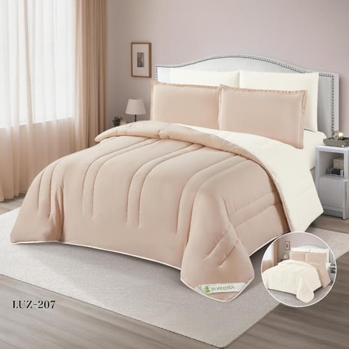 طقم مفرش فندقي لوزي وجهين سادة | 6 قطع – نفرين – م...