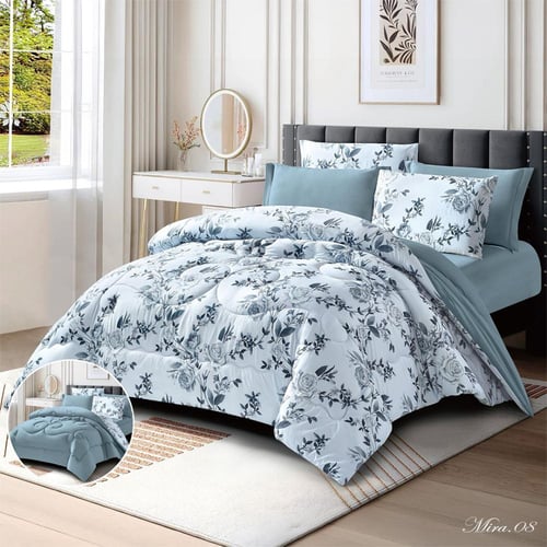 ميرا | طقم لحاف وجهين مشجر سادة | موديل mira-08