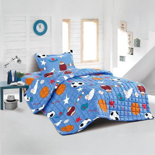 مفرش أطفال أولادي نفر | أزرق برسومات كرات رياضية –...