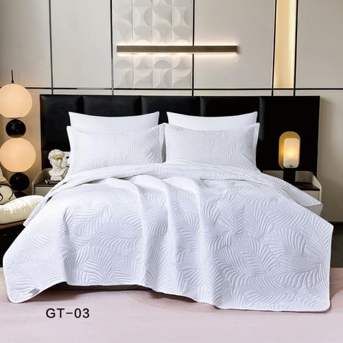 طقم مفرش صيفي مضغوط نفرين (مزدوج) 6 قطع سادة | جي...