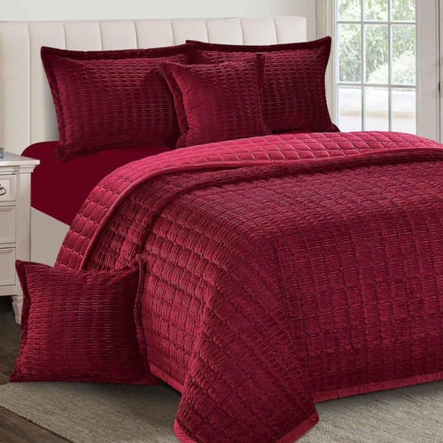 دايسن | مفرش شتوي نفر ونص| لون احمر عودي