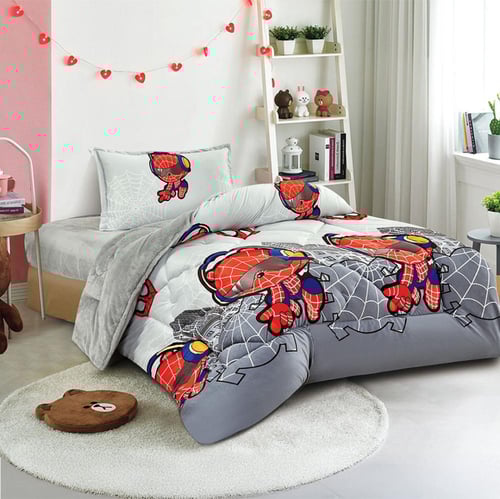 مفرش أطفال شتوي منفوخ وجهين فرو ناعم – سبايدرمان ر...