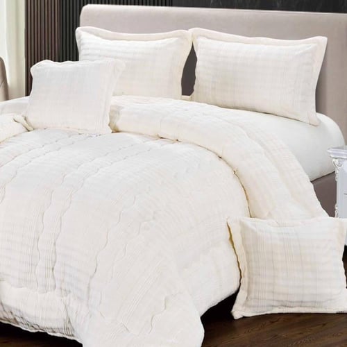 فونتان| مفرش شتوي ملكي| لون كريمي