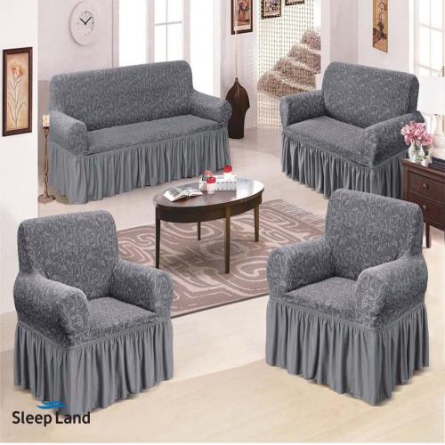 طقم تلبيسة كنب رمادي غامق