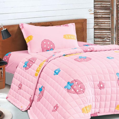 مفرش أطفال مخمل مضغوط – 3 قطع – فراولة وردي كرتوني...