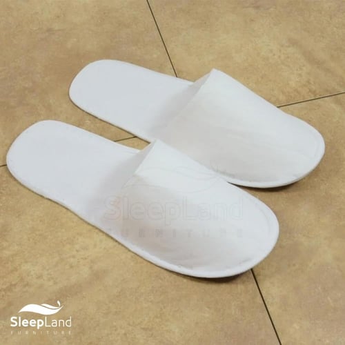 سليبر فندقي مخمل مبطن أبيض بعدة سماكات