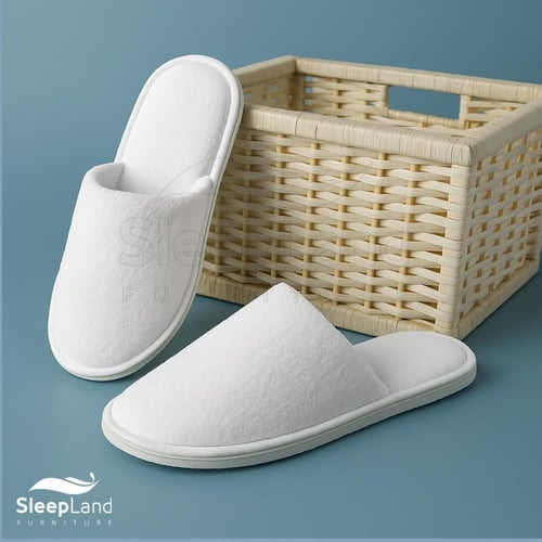 سليبر فندقي مخمل مبطن أبيض بعدة سماكات