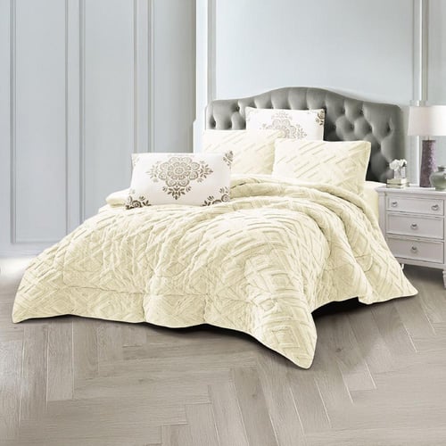 طقم لحاف آرام | شتوي مزدوج | موديل oni-4|لون كريمي