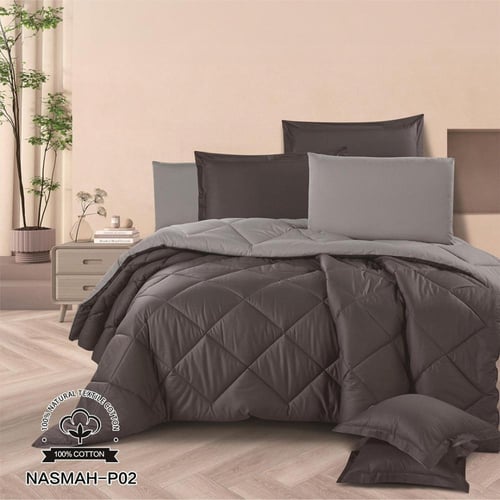 طقم لحاف فندقي قطن 100% مزدوج | رمادي
