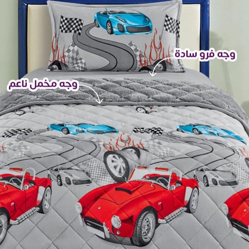 مفرش أطفال ckr مخمل فرو مضغوط 3 قطع – سيارات كرتون...