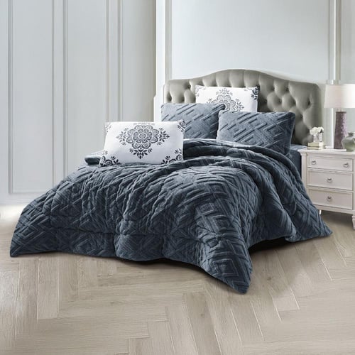 طقم لحاف آرام | شتوي مزدوج | موديل oni-4|لون رمادي