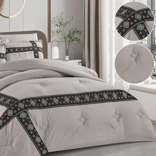 مفرش سدو تراثي رمادي فاتح فاخر بخامة مايكروفايبر –...