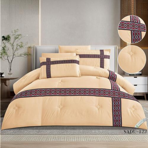 مفرش سدو تراثي بيج فاخر 6 قطع بخامة مايكروفايبر مو...