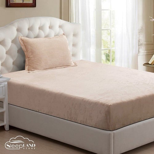 طقم شرشف مخمل 2 قطع | بيج