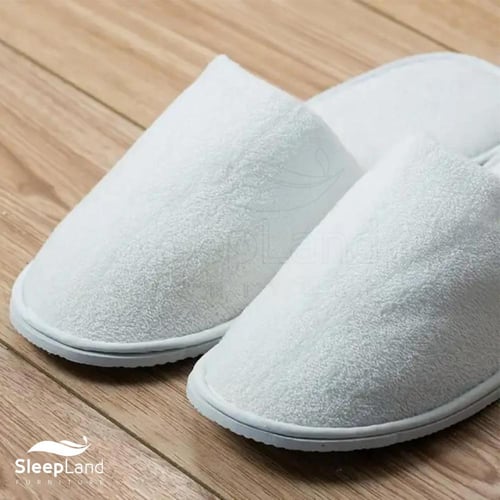 سليبر فندقي مخمل مبطن أبيض بعدة سماكات