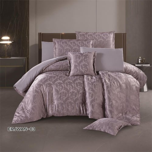 طقم مفرش ارجوان جاكارد فاخر | 8 قطع نفرين