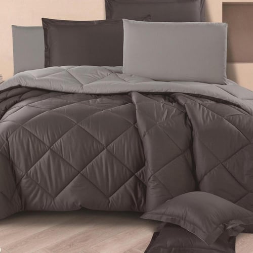 طقم لحاف فندقي قطن 100% مزدوج | رمادي