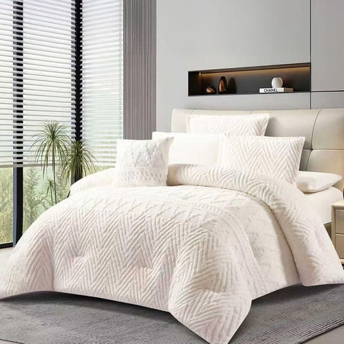 ARJWAN | طقم لحاف شتوي أرجوان مزدوج - اوف وايت