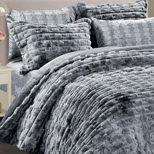 طقم لحاف HOMLES مخمل محفور بملمس فرو ناعم | نفرين...