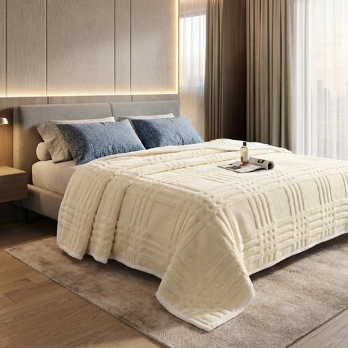 بطانية فلانو روشينا فاخرة وجهين 1900 غ | مخمل فرو...