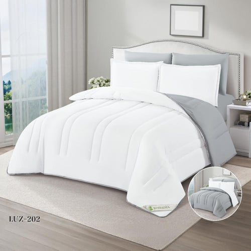 طقم مفرش فندقي لوزي وجهين سادة | 6 قطع – نفرين – م...