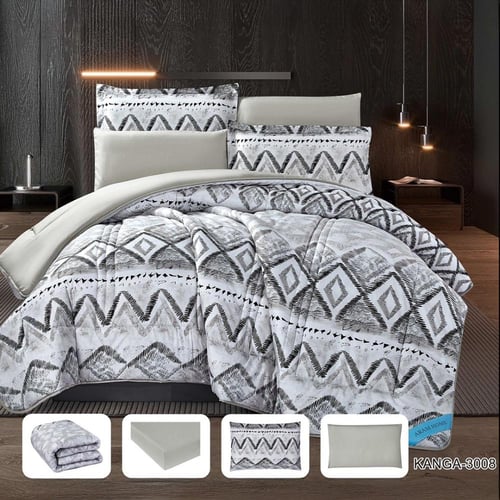 KANGA | طقم لحاف نفرين | وجهين سادة مشجر فاخر