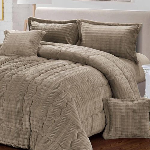 فونتان| مفرش شتوي ملكي| لون بيج داكن