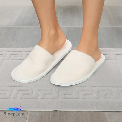 سليبر فندقي مخمل مبطن أبيض بعدة سماكات