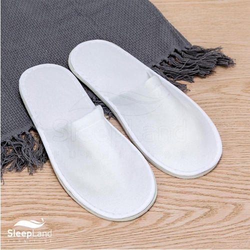 سليبر فندقي مخمل مبطن أبيض بعدة سماكات