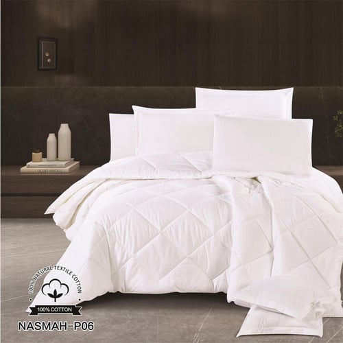 طقم لحاف فندقي قطن 100% مزدوج | ابيض