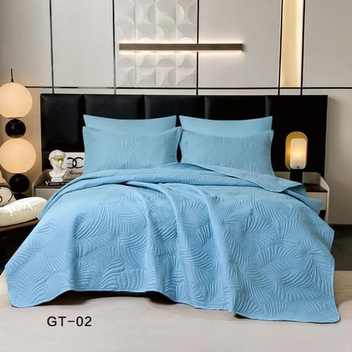 طقم مفرش صيفي مضغوط نفرين (مزدوج) 6 قطع سادة | جي...