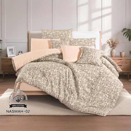 طقم مفرش نسمة قطن 100% مزدوج 8 قطع | NASMAH02