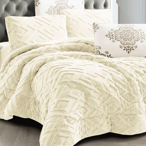 طقم لحاف آرام | شتوي مزدوج | موديل oni-4|لون كريمي