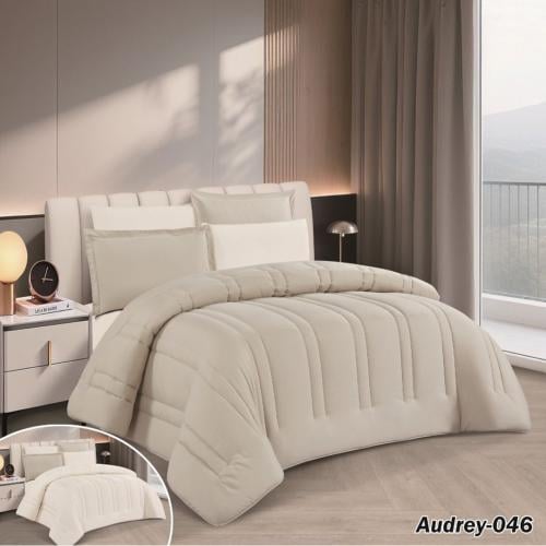 طقم مفرش Audrey سادة وجهين – بيج فاتح × أوف وايت –...