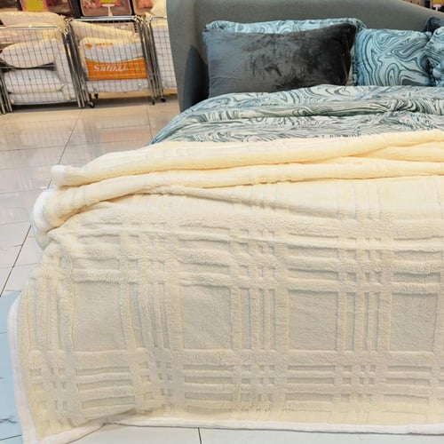 بطانية فلانو روشينا فاخرة وجهين 1900 غ | مخمل فرو...