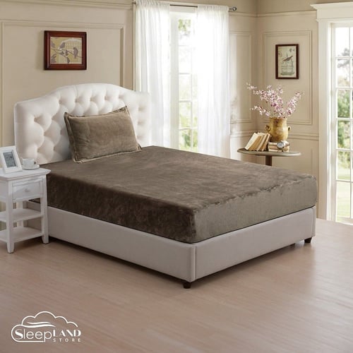 طقم شرشف مخمل 2 قطع | بني غامق