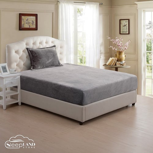 طقم شرشف مخمل 2 قطع | بني رمادي