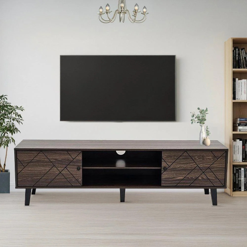 وحدة تلفزيون خشب بني 160 سم