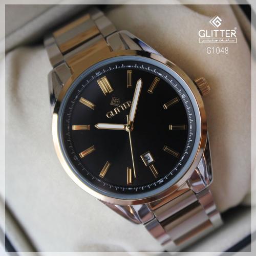 ساعة رجالي بلونين مينا أسود استالس ستيل رسمي