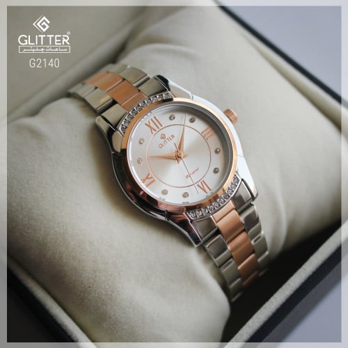 ساعة نسائي جليتر بلونين مينا فضي استالس ستيل