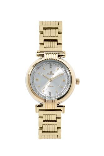 ساعة نسائي جليتر بلون ذهبي مينا فضي استالس ستيل