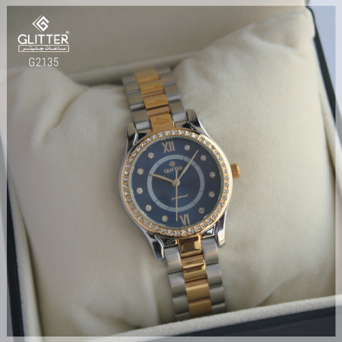 ساعة نسائي جليتر بلونين مينا أزرق استالس ستيل