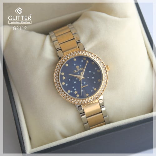 ساعة نسائي جليتر بلونين مينا أزرق استالس ستيل مينا...