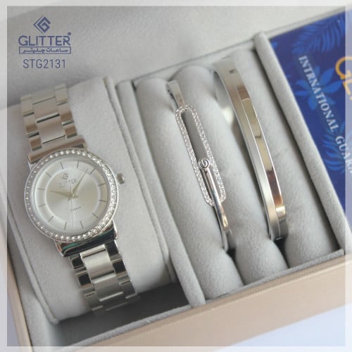 طقم نسائي ساعة من لون فضي ميناء فضي استالس ستيل مع...