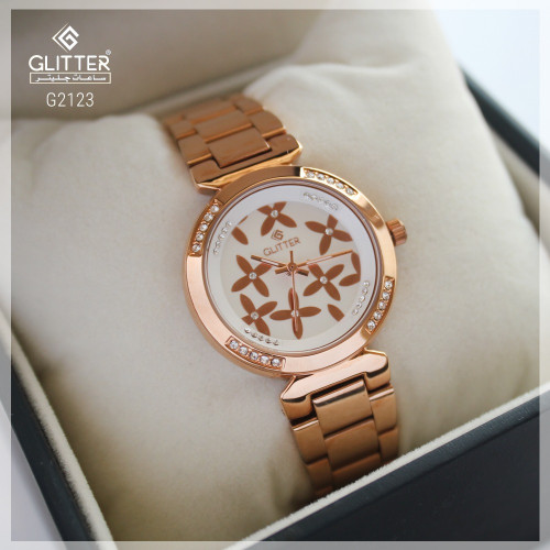 ساعة نسائي جليتر بلون روز استالس ستيل مينا فراشة