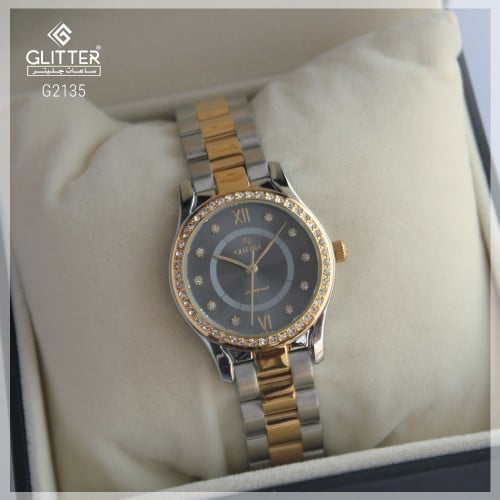ساعة نسائي جليتر بلونين مينا رمادي استالس ستيل