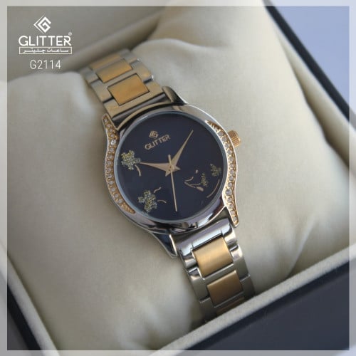 ساعة نسائي جليتر بلونين مينا أزرق استالس ستيل بمين...