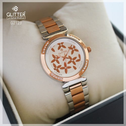 ساعة نسائي جليتر بلونين مينا فضي استالس ستيل مينا...