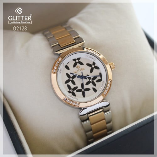 ساعة نسائي جليتر بلونين مينا أزرق استالس ستيل مينا...